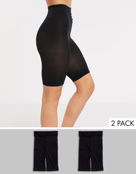 ASOS DESIGN – 2er-Set nicht scheuernde Shorts in Schwarz