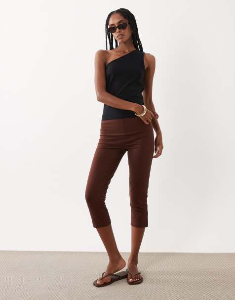 ASOS DESIGN – 3/4-Leggings in Braun mit seitlichem Schlitz, Kombiteil - view 1