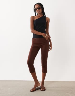 Asos Design 3/4 Leggings With Side Split Detail In Brown