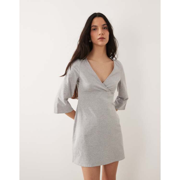 short sleeve knit dress Black Ribbed Knit Wool Blend Short Sweater Dress main image 1