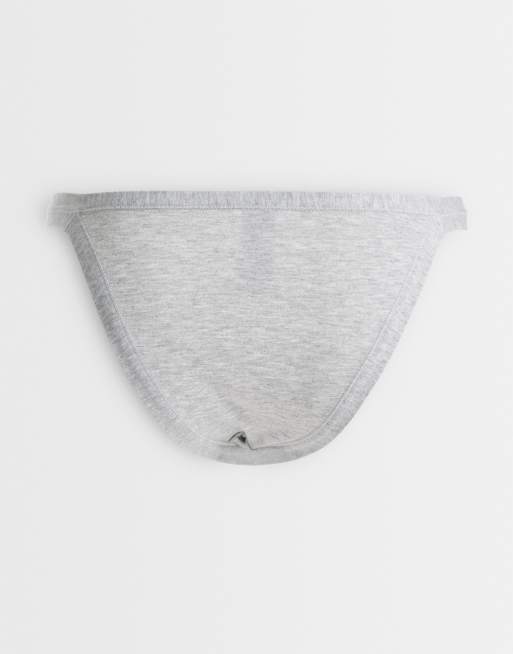 ASOS DESIGN 3 pack 90s tanga brazilian in grey marl, white & cobalt, 2 of 3
