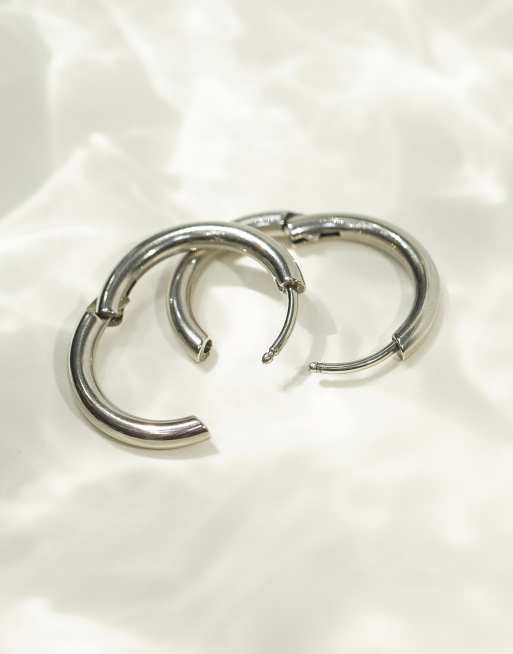 Steel hoop earrings new arrivals