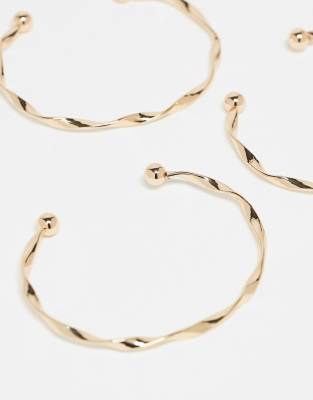 Asos Design 3-pack Bangles In Gold