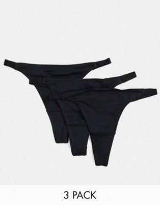 ASOS DESIGN 3 pack basic cotton tanga thongs in black - ASOS Price Checker