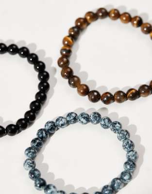 Asos Design 3 Pack Beaded Bracelets