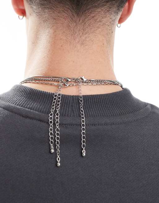 ASOS DESIGN 3 pack beaded necklace with coin pendants in silver  , 3 of 3
