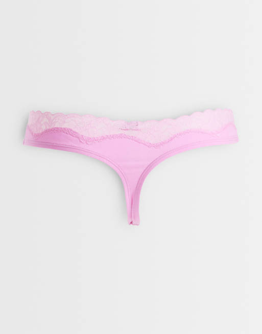 ASOS DESIGN 3-pack bomullstrosor med spetskant i rosa, ljusrosa och creme, 2 av 3