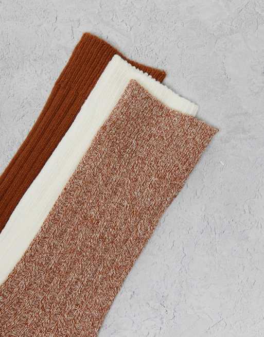 ASOS DESIGN 3 pack boot socks in brown tones, 4 of 4