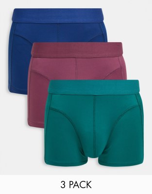 ASOS DESIGN 3-pack boxer shorts in microfiber-Green