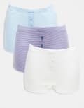 [ASOS DESIGN] ASOS DESIGN 3 pack boxers in blue & cream pointelle and purple stripe-Multi M MULTI