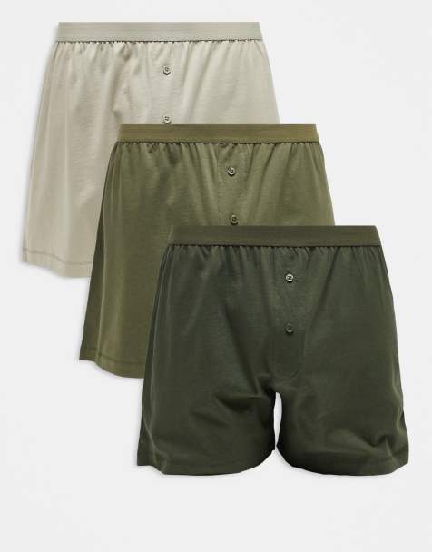 ASOS DESIGN 3 pack boxers in khaki - view 1