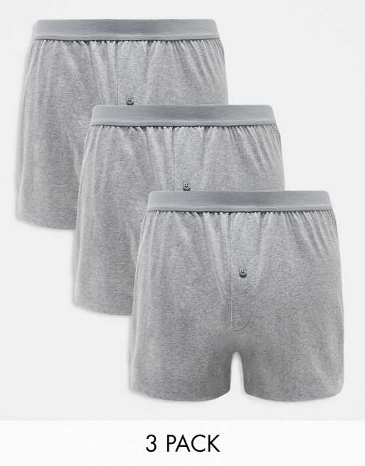 ASOS DESIGN 3 pack boxers in light grey ASOS