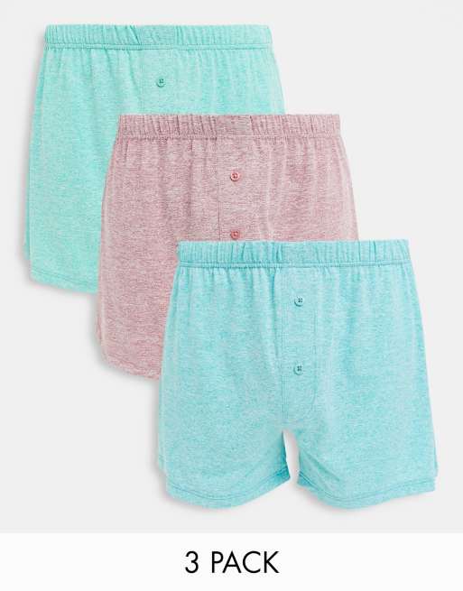 ASOS DESIGN 3 pack boxers in mixed heather colors