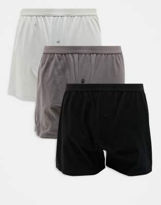 ASOS DESIGN 3 pack boxers in multiple colours-Grey