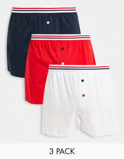 ASOS DESIGN 3 pack boxers with contrast stripe waistbands