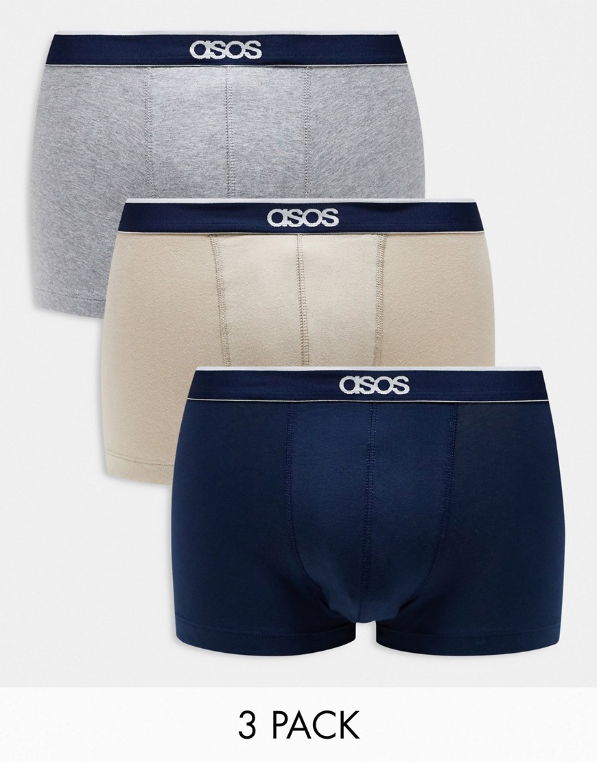 Asos Design 3 Pack Branded Waistband Briefs In Multiple Colors
