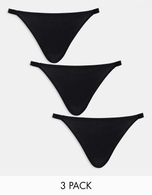 Asos Design 3 Pack Thong In Black