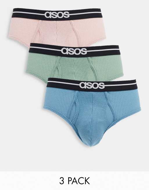 ASOS DESIGN 3 pack brief in pastel waffle