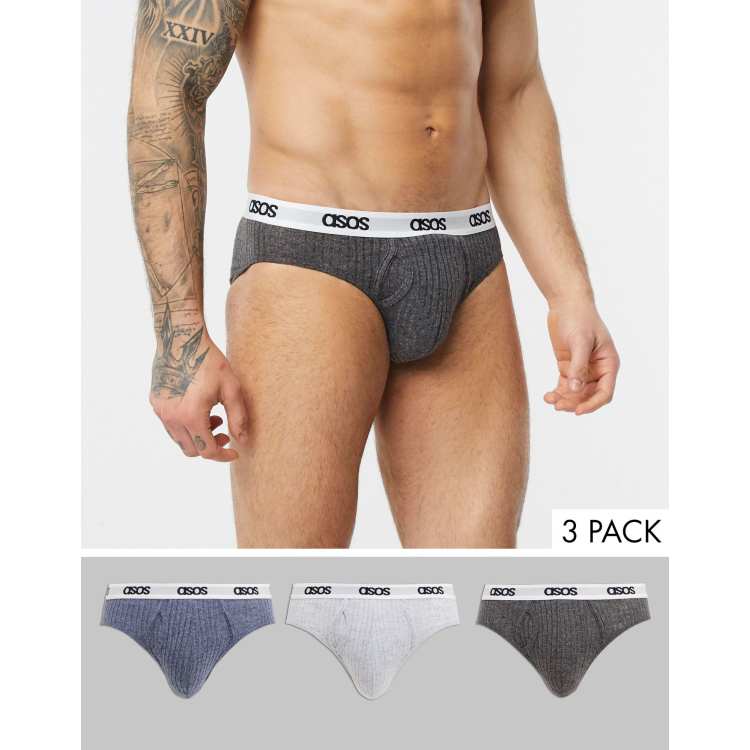 ASOS DESIGN 3 pack brief in rib fabric save