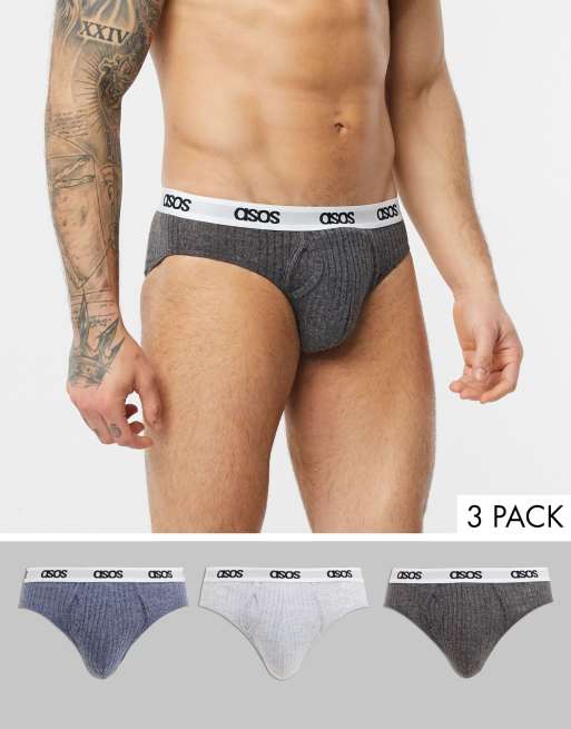 ASOS DESIGN 3 pack brief in rib fabric save ASOS