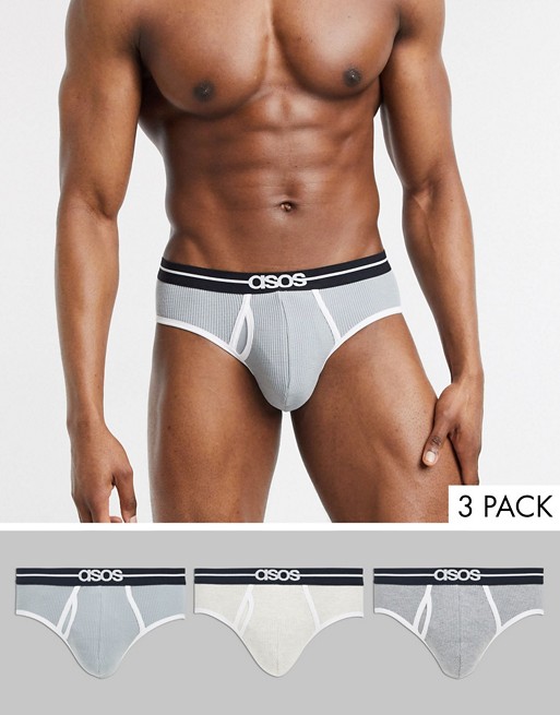 ASOS DESIGN 3 pack brief in waffle fabric save