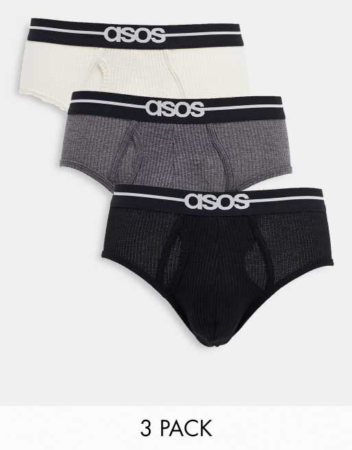 ASOS DESIGN 3 pack briefs in multiple colors