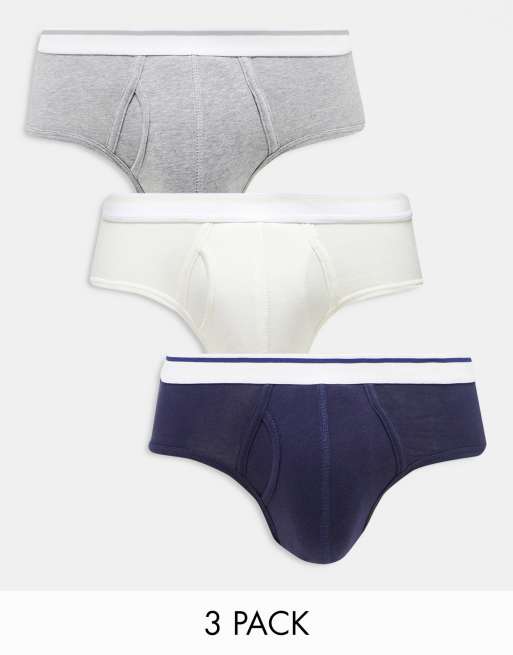 ASOS DESIGN 3 pack briefs in multiple colors