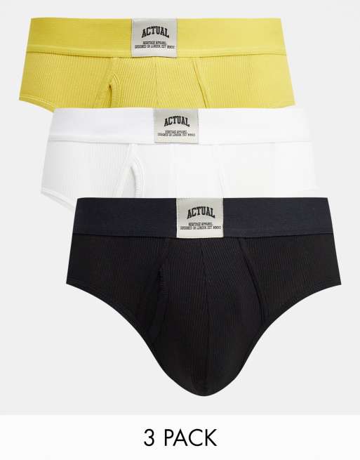 ASOS DESIGN 3 pack briefs in multiple colors