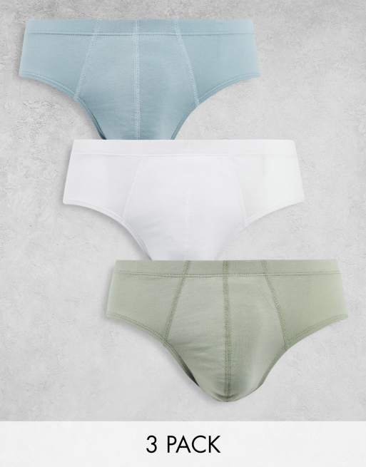 ASOS DESIGN 5-pack briefs in neutrals in rib