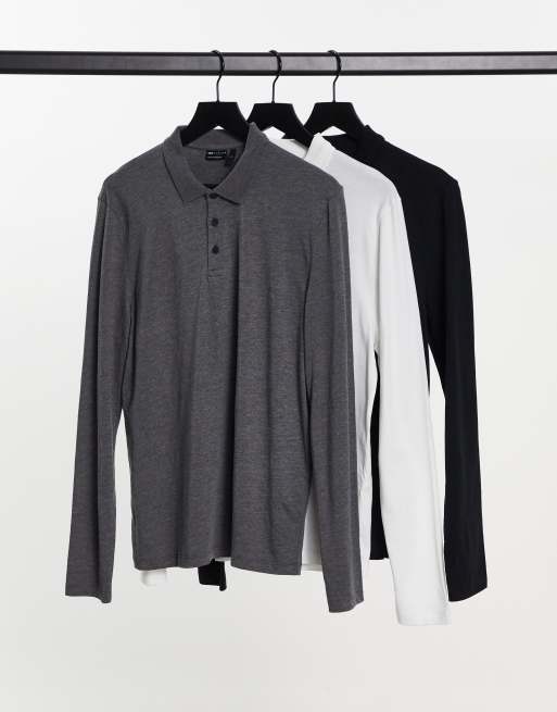 ASOS DESIGN 3 pack button through jersey shirt in multi