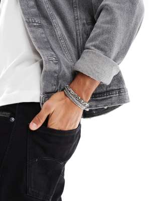 Asos Design 3 Pack Chain Bracelet Set In Silver Tone