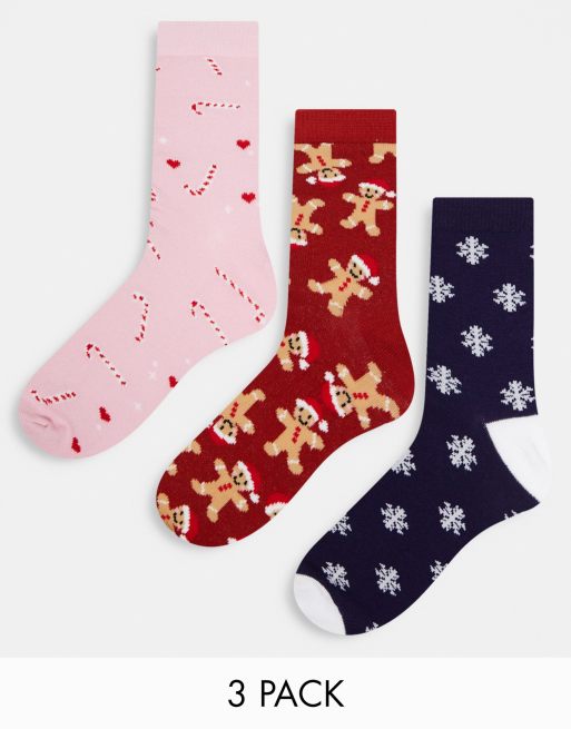 ASOS DESIGN 3 pack Christmas novelty sock gift box set