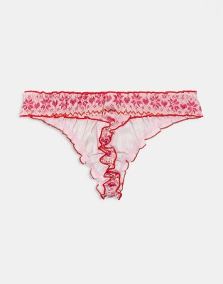 Asos Design 3 Pack Christmas Satin Scrunch Thongs In Multi