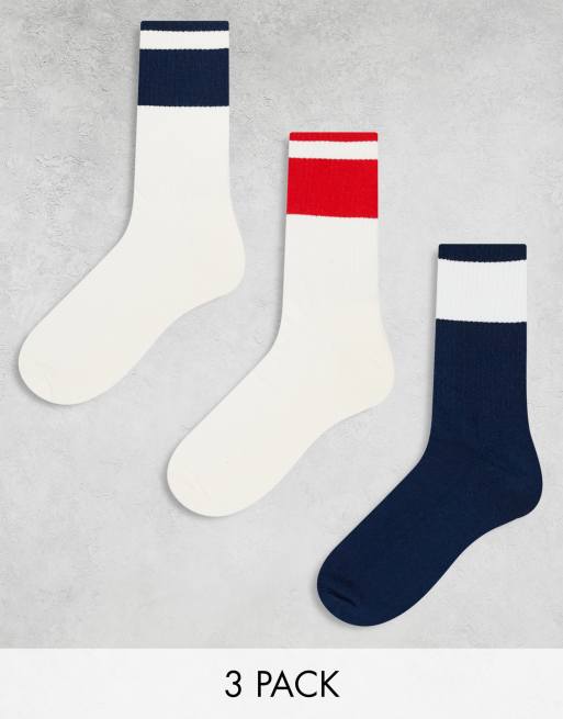 ASOS DESIGN 3 pack chunky striped socks in multiple colors