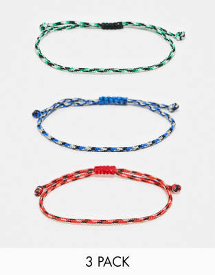  ASOS DESIGN 3 pack cord bracelet in multi