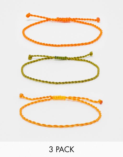 FhyzicsShops DESIGN 3 pack cord bracelet in orange and green