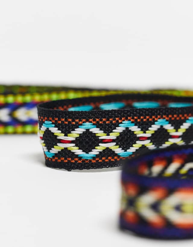 ASOS DESIGN 3-pack cord festival bracelet set with abstract print in multi color 0
