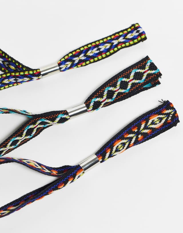 ASOS DESIGN 3-pack cord festival bracelet set with abstract print in multi color 1