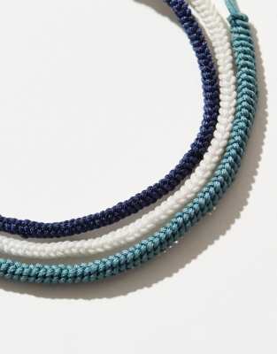Asos Design 3 Pack Cord Puller Bracelet In Navy