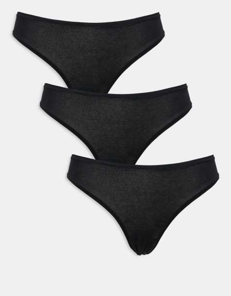 ASOS DESIGN 3 pack cotton brazilian briefs in black - view 1