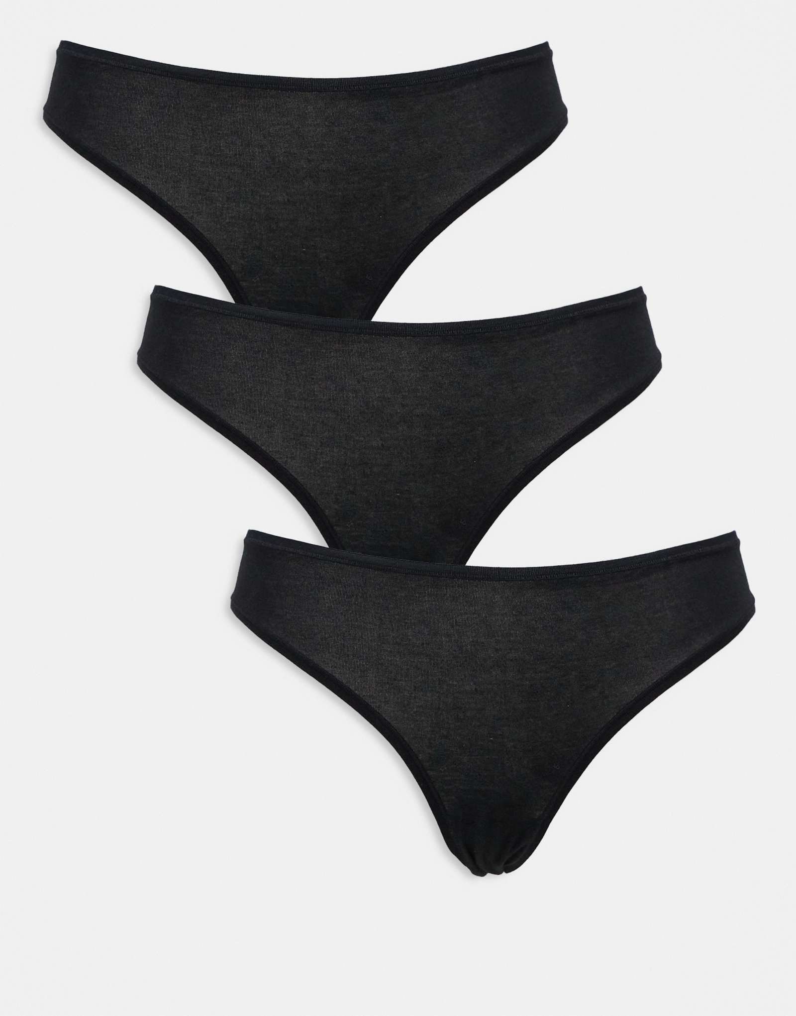 Бразильские трусы ASOS DESIGN из 3 упаковок хлопка черного цвета