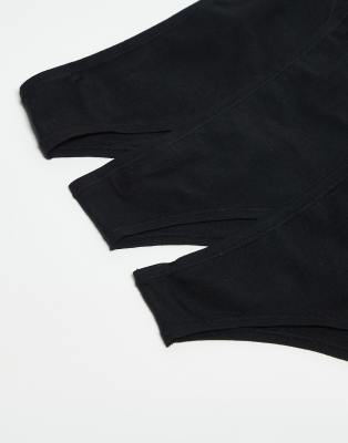 Asos Design 3 Pack Cotton Brazilian Briefs In Black