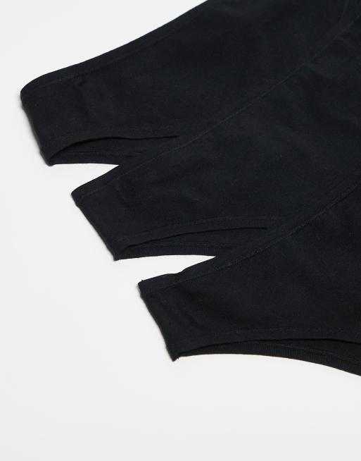 ASOS DESIGN 3 pack cotton brazilian in black, 2 of 3