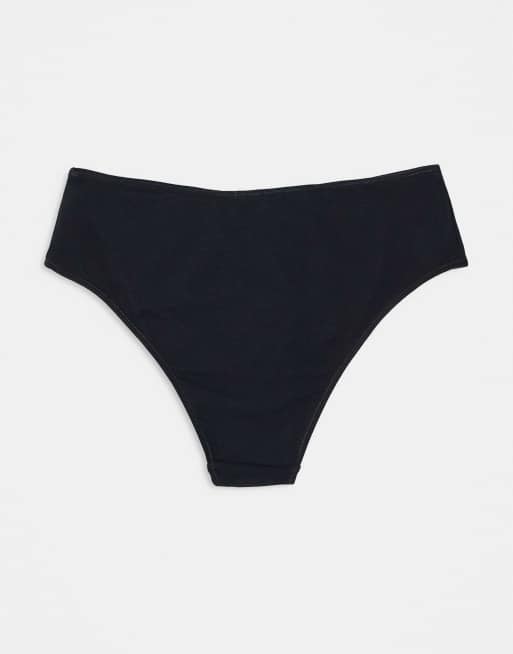 ASOS DESIGN 3 pack cotton high waist brazilian brief in black, 2 of 4