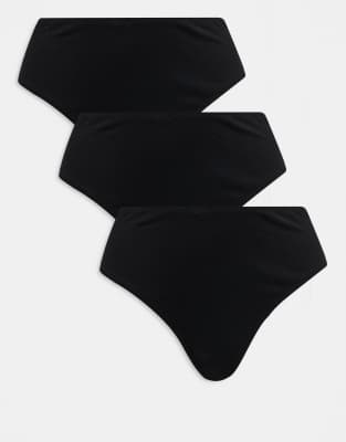 3 pack cotton high waist brazilian briefs in black