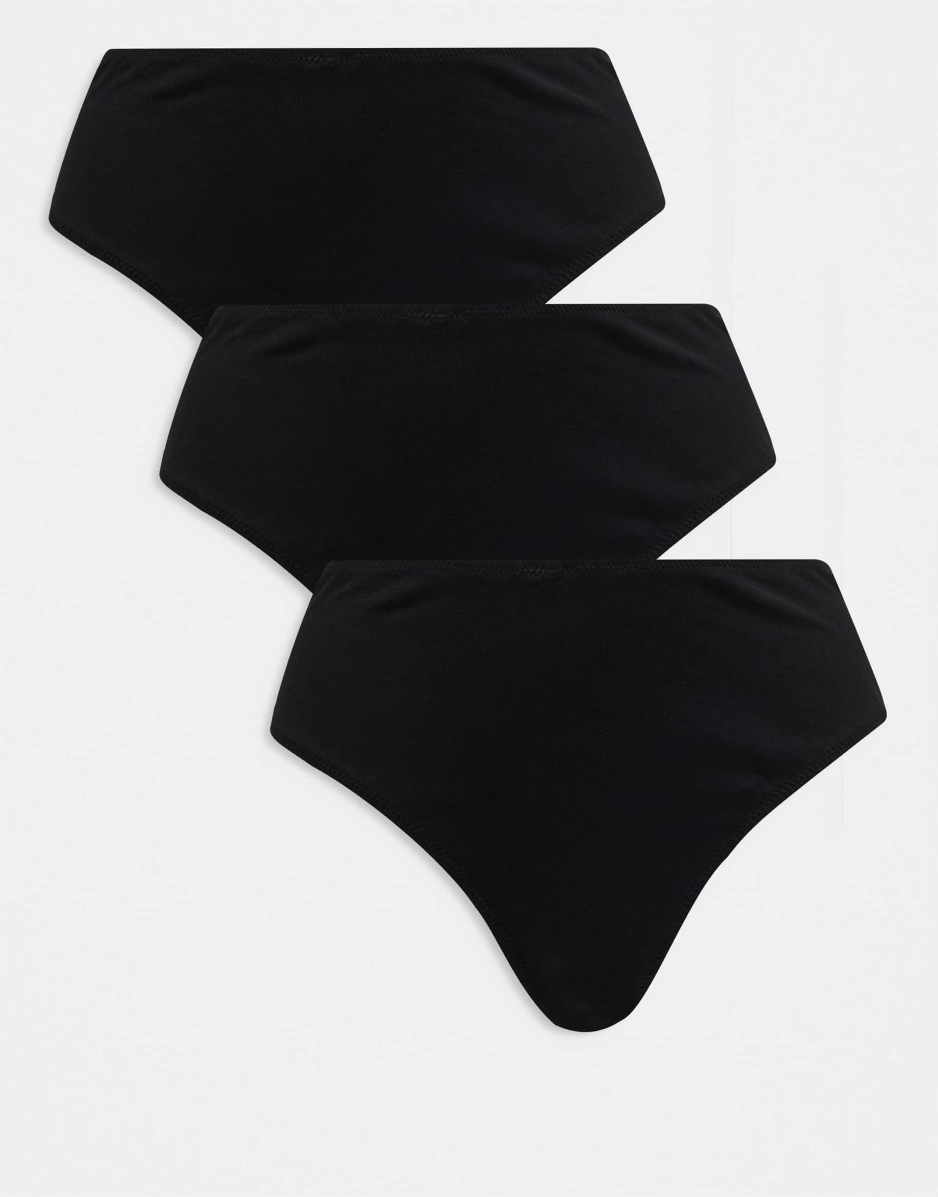 asos design 3 pack cotton high waist brazilian briefs in black