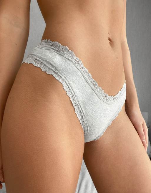 Lace back edging Brazilian panty