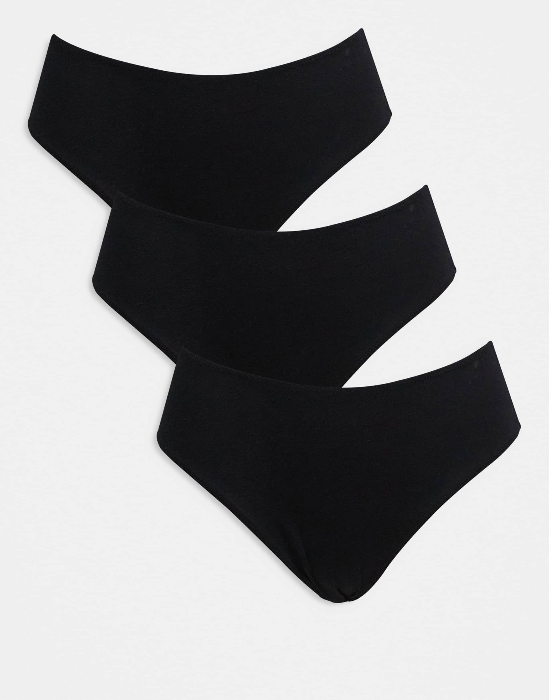 asos design 3 pack cotton mid coverage brazilian briefs in black