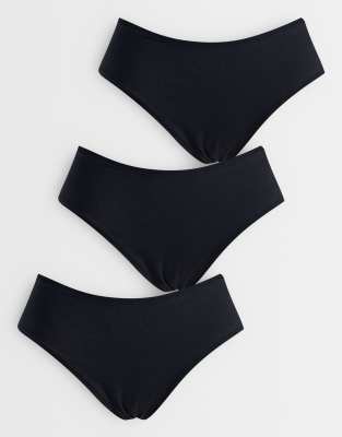 Бразильские трусы ASOS DESIGN из 3 упаковок хлопка средней плотности черного цвета черный