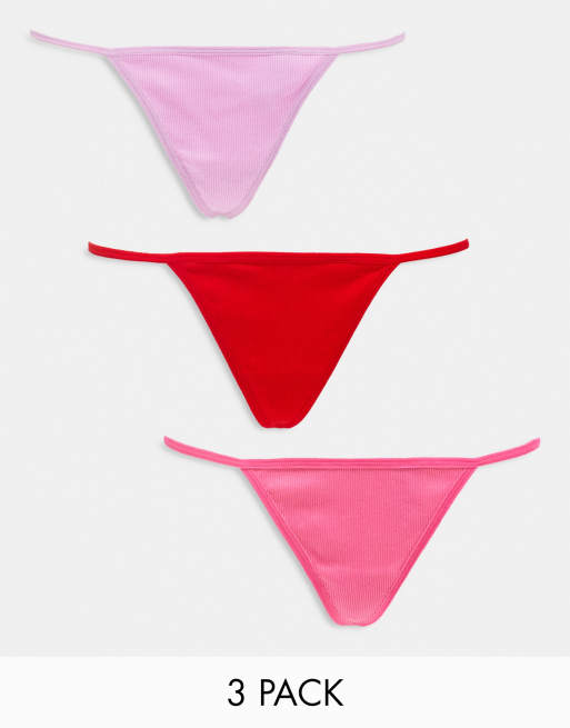 3 Pack rib seamfree thongs pink, coral & dark pink - WOMEN's Panties